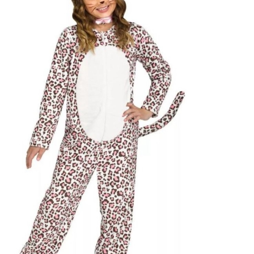 Fun world rose gold leopard onesie child costume. NWT med 8-10